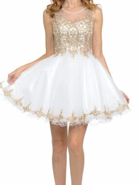 Lenovia Homecoming Dress with Gold Embroidered Bodice💛